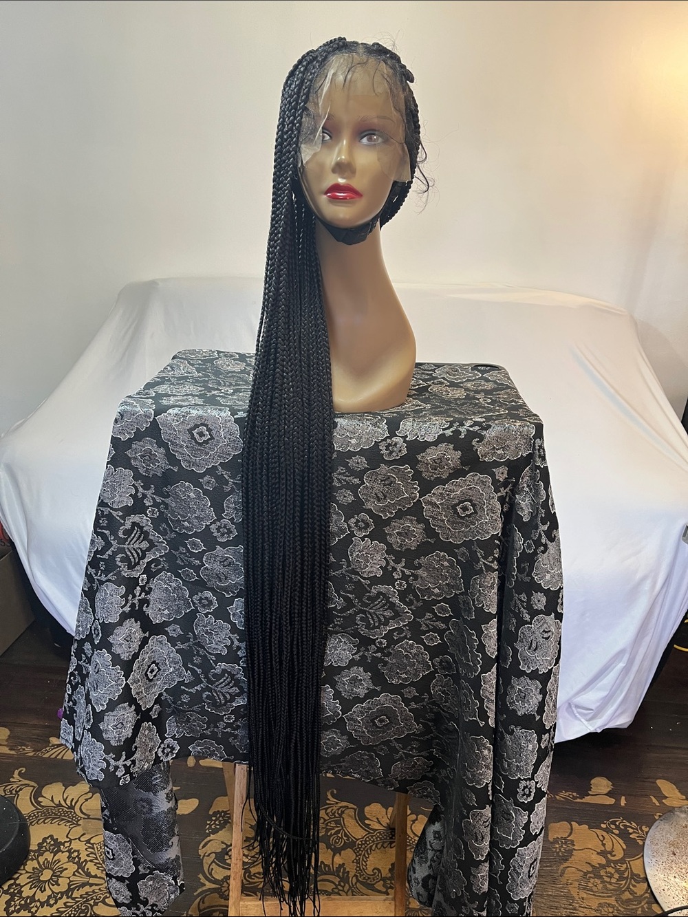 Black Long Box Braids Lace Front Wig - Unbranded.  50”